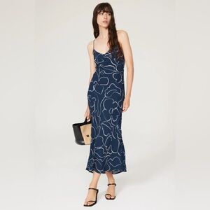 NWT Madewell Midi Slip dress in blue sketch print